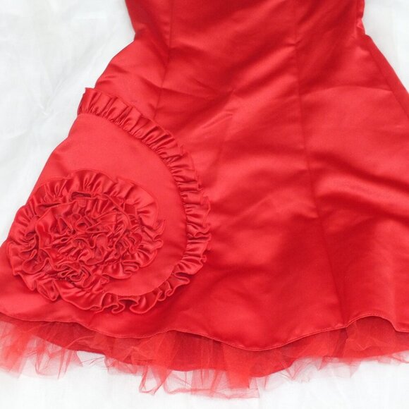 Vintage Jessica McClintock for Gunne Sax Strapless Formal Prom Dress Red 9/10 - Picture 10 of 15